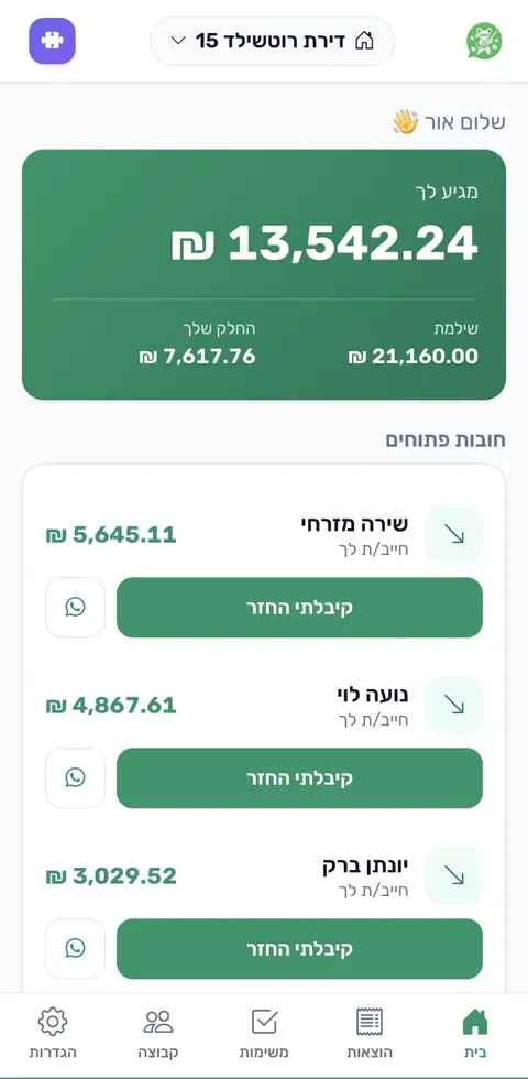 המאזן שלכם — מי חייב, למי ובכמה